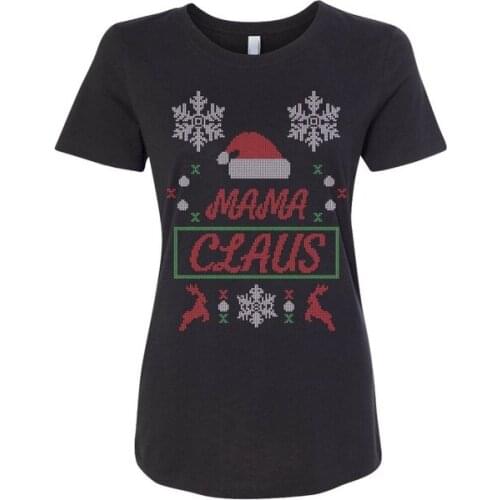 Mama Claus Womens Fitted T-Shirt Mrs. Santa Wife Mom Christmas Gift