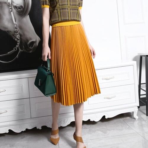Women Skirt Genuine Leather Over Knee High Waist Fashion Ropa Female Long Elastic Waist