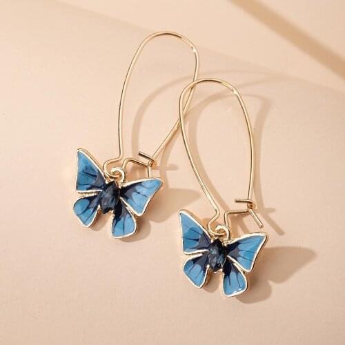 Metal texture geometric wild womens oil drop earrings enamel glaze butterfly earrings