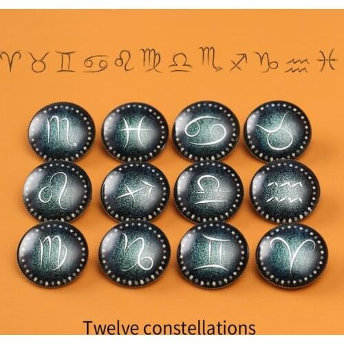 12 Starry Sky Twelve Constellations Badge Brooches Glass Zodiac Creative Retro Aries Virgo Brooch Men Women Gift Clothing Decor