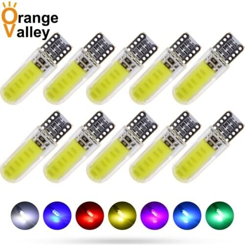 10Pcs T10 W5W 194 501 Auto COB 12chips Car Leds Silica gel Wedge Light Interior Backup Lamps Bulbs DC 12V