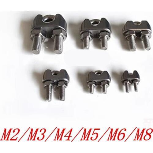 10PCS SS304 Stainless Steel M2/3/4/5/6/8mm DIN741 U type Wire Rope Clip Cable Bolts Rigging Hardware clamps