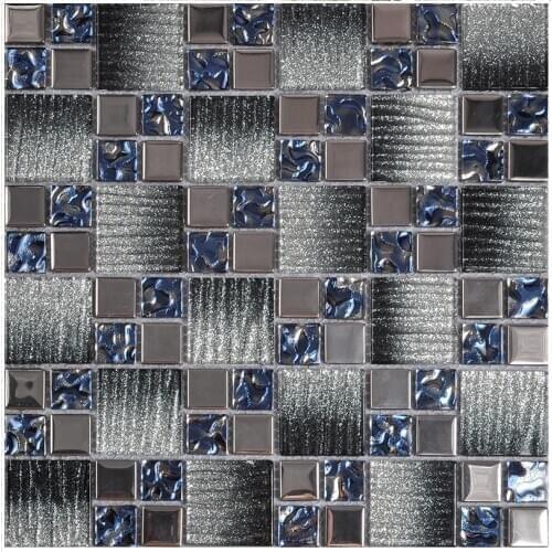 2020 New Modern Grey Silver Glass Mosaic Tiles, DIY Kitchen Backsplash Living room wall brick decoration