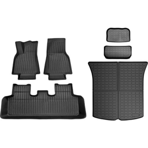 3PCS/6PCS Car Accessories Interior Modification for Tesla Model Y Waterproof Piano Style TPE Floor Mat Front Rear Trunk Mat