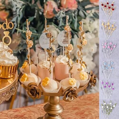 6Pcs Candy Sticks with Vine Flowers Lollipop Sucker Sticks Cake Pops Candy Chocolate Popcake Food Stick Home Baking Supplies