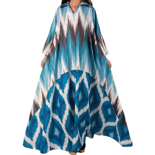 African Dresses for Women Summer 2021 African Women Plus Size V-neck Long Dress African Clothing