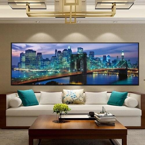 New York large 5D DIY Diamond Painting Full Round Drill Embroidery Night landscape Mosaic Cross stitch Needlework Home Decor
