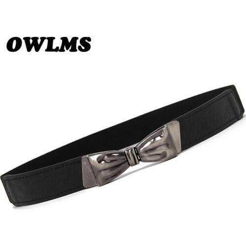 Bow Pant Cummerbund alloy black buckle thin cummerbunds elastic belt dress decorate women cute design new arrival gifts for girl