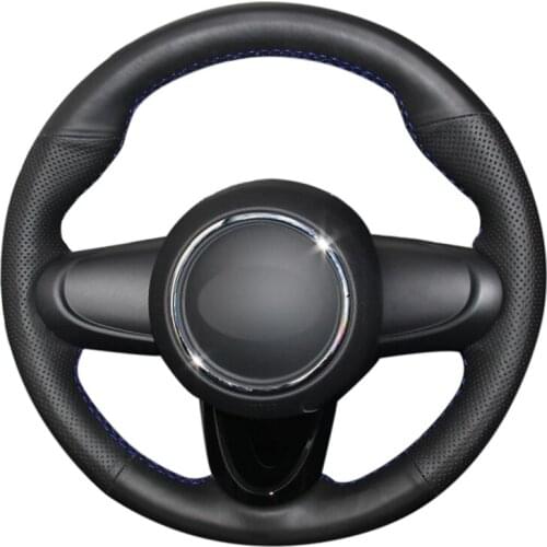 Black Artificial Leather Hand-stitched No-slip Car Steering Wheel Cover for Mini Cooper Coupe Clubman Countryman 2014-2019