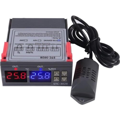 STC-3028 Digital Temperature Humidity Controller Fridge 12V 24V 220V Thermostat Humidistat Thermometer Hygrometer Control Switch