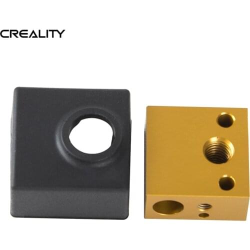 Creality Aluminium Heater Block with Silicone Cover MK7 MK8 MK9 Extruder Hotend End For Creality Ender 3D Printer Heat Block