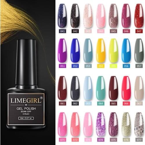 Limegirl 8ml Gel Nail Polish Semi Permanent Primer Nail Art Hybrid Varnishes 8ml Gel polish Need Cured Base Top Coat Nails