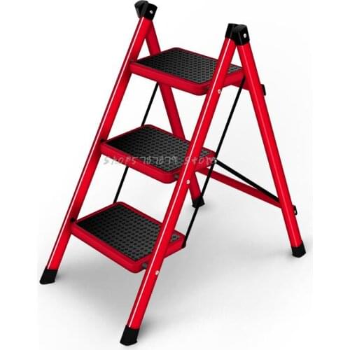 Indoor Foldable Herringbone Family Ladder, Family Thickened Aluminum Alloy Stair Stool, Two Or Three Step Multifunctional Flower