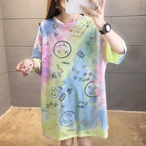 2021 Summer Streetwear Style Hollow Out Funny T Shirts Women Oversized T Shirt Design Cotton Shirt Medium Length Cartoon Tops
