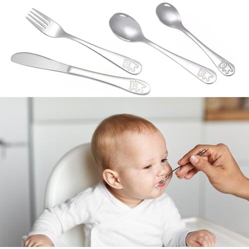 Baby Tableware set Cartoon stainless steel tableware Western-style tableware Feeding spoon Baby Products Children food Fork