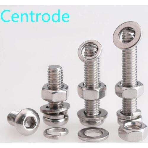 M5M6M8M10M12 stainless steel 304 round head hexagon socket head screw nut gasket spring pad set 10Pcs
