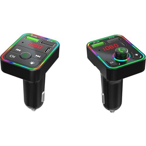 MP3 Wireless Bluetooth 5.0 FM Radio Transmitter for Car,Adapter and Receiver,Dual USB Type-C Charging Car Charger