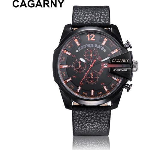 Montre Homme CAGARNY Luxury Brand New Style Men Watches Big Dial Leather Quartz Watch Mens Sport Wristwatch Relogio Masculino