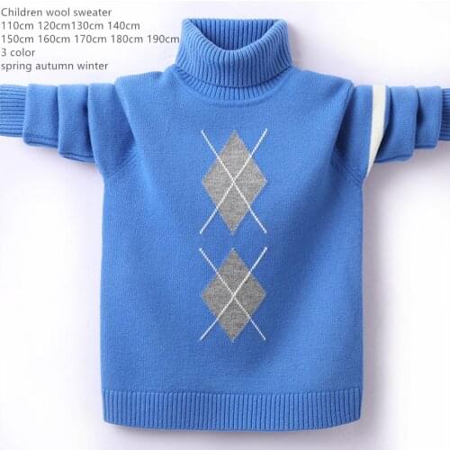 Naizaiga 100% Australia wool Argyle turn-down collar thicken Son Sweater student children teenagers Pullovers FMBR102