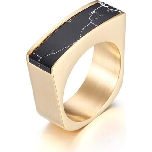 Latest designer jewelry unique black opal stone square shape finger rings for men and women