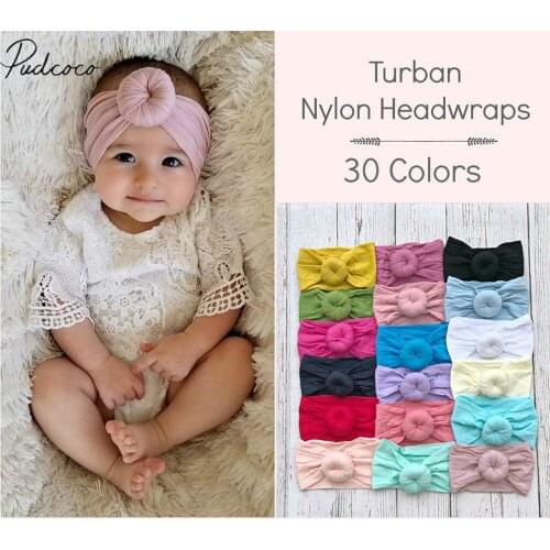 2018 Brand New 0-6Y Newborn Infant Kids Girls Nylon Bow Hairband Headband Stretch Turban Knot Head Wrap Headwear Gifts 21 Colors