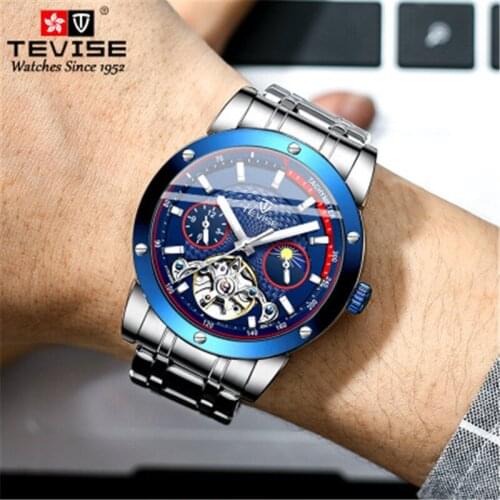 Tevise 2020 New Luxury Automatic Mechanical Watches Tourbillon Wristwatch Waterpoof Business Clock Relogio Masculino Men Watch
