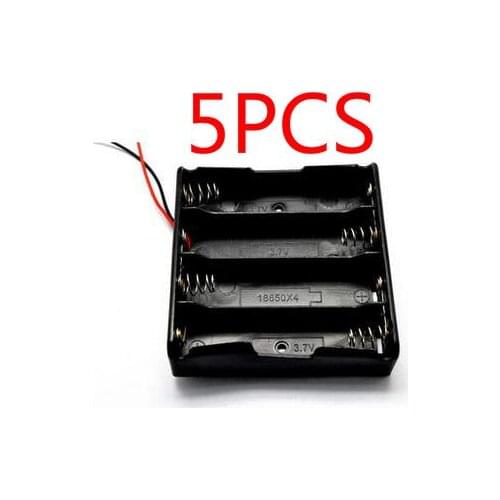 New 5Pcs Black Plastic 4x18650 Battery 3.7V Clip Holder Storage Box Case With Wire Lead Free Shipping