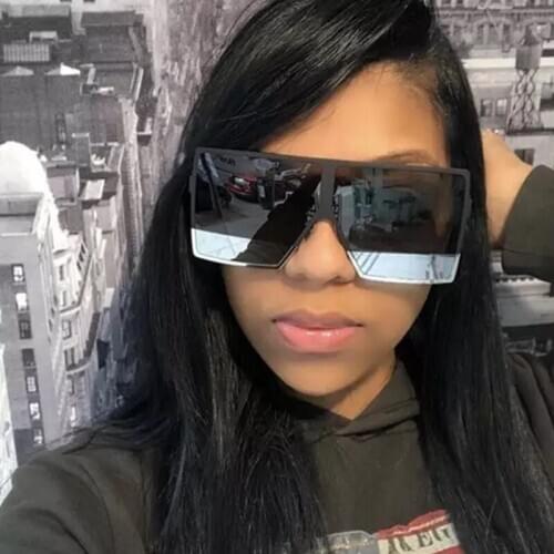 Mirror Oversize square women sunglasses Fashion Metal Frame Ladies Sunglasses 2020 Luxury Big frame Ladies glasses