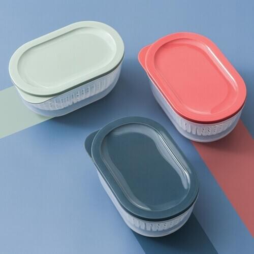 Storage Box Small Size Double-layer PP Transparent Draining Water Box for Refrigerator