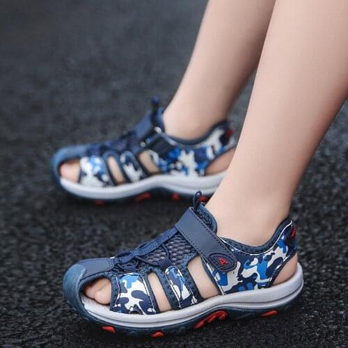 Summer New Boys Bag Head Sandals Girls Soft Soles Children Beach Shoe Breathable Sport Sandals Little Kids PU Size 27-28