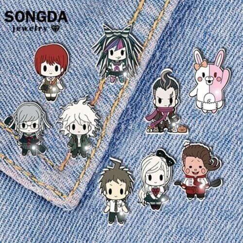 SONGDA Anime Danganronpa V3 Brooch Pin Kokichi Acrylic Badges Lapel Pins For Coat Christmas Jewelry Cute Friends Gifts Wholesale