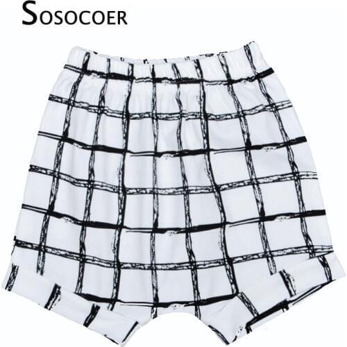 SOSOCOER Boy Harem Pants Cartoon Animal Kids Shorts Plaid Geometry Baby Pants 2017 Summer Brand Girl Harem Short Pant 8 Color