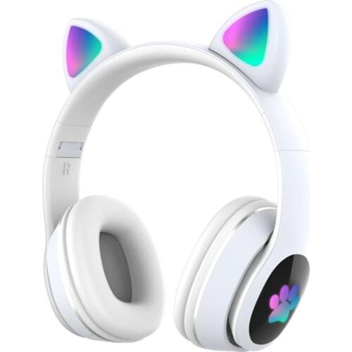 L400 Sports Fitness Wireless Headsets Stereo Cute Cat Ear Headphone 3.5mm Bluetooth 5.0 Music FM Headset for PC Phone