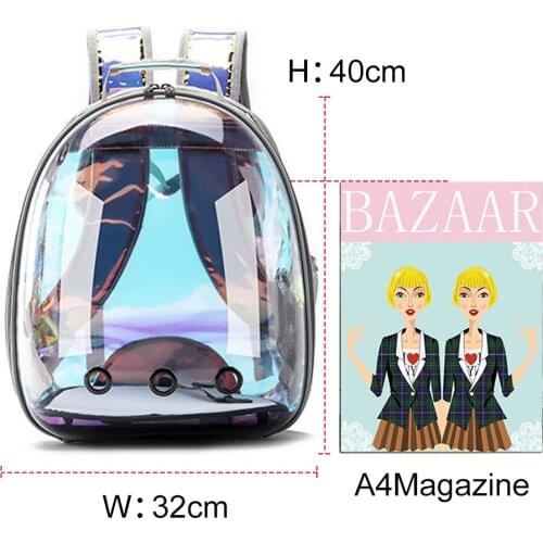Laser color Pet Transport Bag Cat Portable Carrier Bags Pet Carriers Small Dog Cat Backpack Outdoor Transparent Travel Space Cat