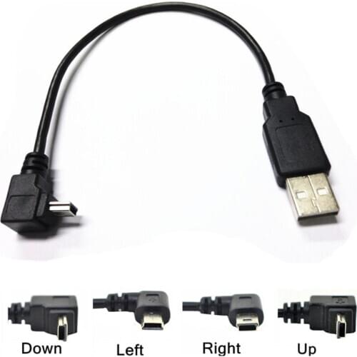 USB Data Cable A Male to Mini USB B 5Pin Male 90 Degree UP & Down & Left & Right Angle Adapter Charge Sync 0.25M 0.5M 1.5M 3M 5M