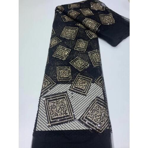 Stock 5yards/bag Embroidery sequins beaded fashionable new fabric for wedding dress design HS88