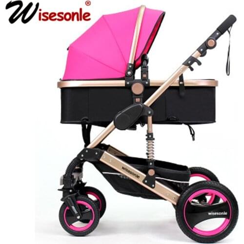 Wisesonle baby stroller 2 in 1 stroller lying or dampening folding light weight Two-sided childrens four seasons of Russia Free