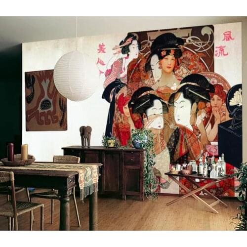 Japanese kimono maid 3D background wall decoration wallpaper murals