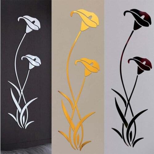 DIY Flower Shape Mirror Wall Sticker Acrylic Lily Mirror Stickers Modern Home Decoration Wall Decor Muursticker Muraux Paredes