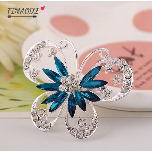 FIMAODZ Big Enamel Animal Butterfly Brooch Luxury Crystal Pin Brooches For Women Party Banquet Crystal Pins Clothese Accessories