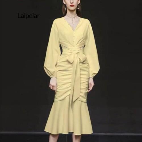 Spring and Autumn Womens Clothes 2021 Sexy V-neck Mermaid Skirt Casual Long Skirt Womens Dress Suit Mid-length Skirt