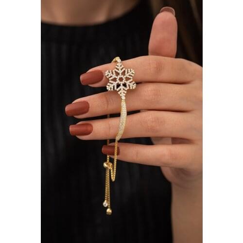 925 Sterling Silver Women Wristband Bracelet Snowflake Lift Gift Birthday Precious Stylish Chain Luxury