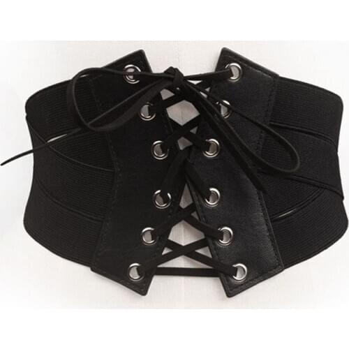 2019 New Style Korean Version Fashion PU Elastische Band Women Wide Waist Stretch Belt Elastic Cross Strap Girdle Faja Gordel