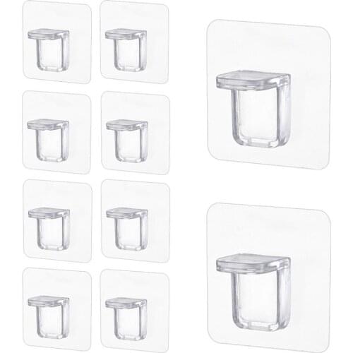 10pcs 6x6cm Shelf Support Adhesive Pegs Wardrobe Divider Holders Closet Separator Shelf Sticky Hooks For Kitchen Bathroom