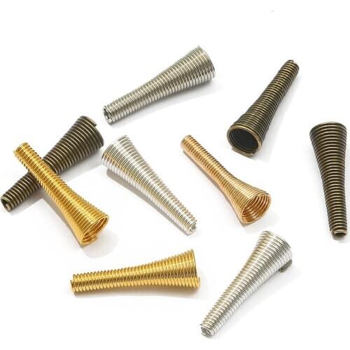 10pcs Metal Spring Funnel Shape Spacer Beads Caps DIY Beading Supplies Cone Spring Coil End Caps For Jewelry Making Accessories