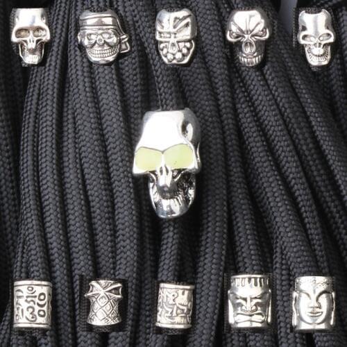 10pec/lot Keychain Ring Buckle DIY String outdoor paracord accessories Pendant Metal Skull beads Pirate Camping