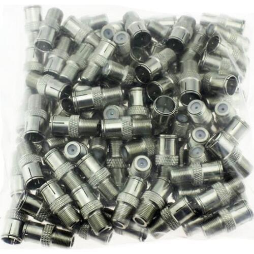 100PCS F Female Plug to PAL Male Jack Straight RF Coaxial adapter F-type Connector TV Inch imperial standard