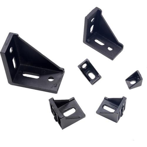 Aluminum 2020 Corner Bracket Fittings Corner Angle Bracket Connector 2028 3030 4040 Aluminium Profile Black color CNC Router