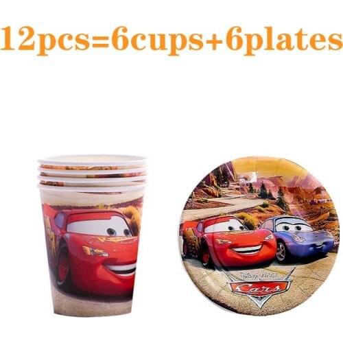 Disney Car Lightning McQueen Pattern Paper Plate Cup Boy Child Birthday Toy Gift Disposable Tableware Set Party Supplies Decor