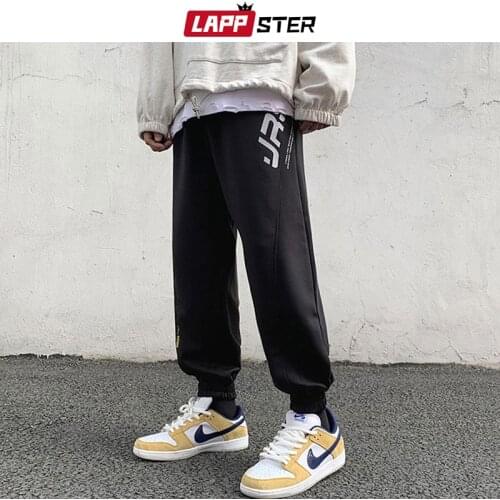 LAPPSTER Men Print Harajuku Joggers Pants 2021 Mens Japanese Streetwear Hip Hop Sweatpants Male Cotton Track Pants Troursers